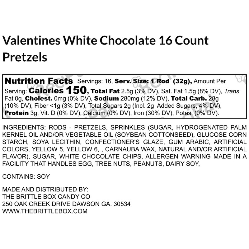 Valentine’s Day Chocolate Pretzel Rods – 16 Individually Wrapped White