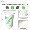 16 oz Compostable Paper Cups with White Flat Lids -