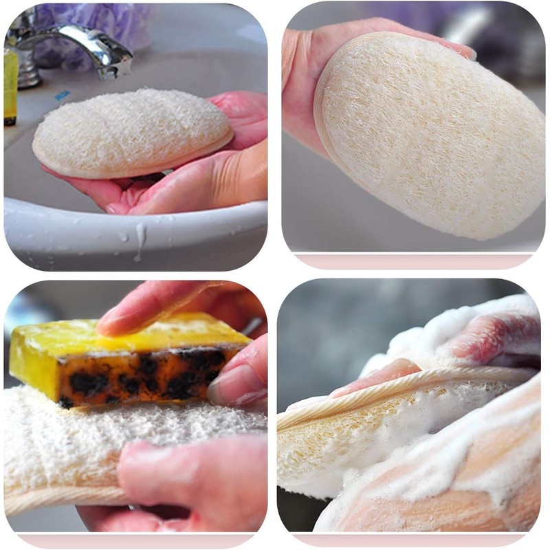 Natural Loofah Sponge Exfoliating Body Scrubber,Eco-Friendly & Biodegradable Bath Loofa