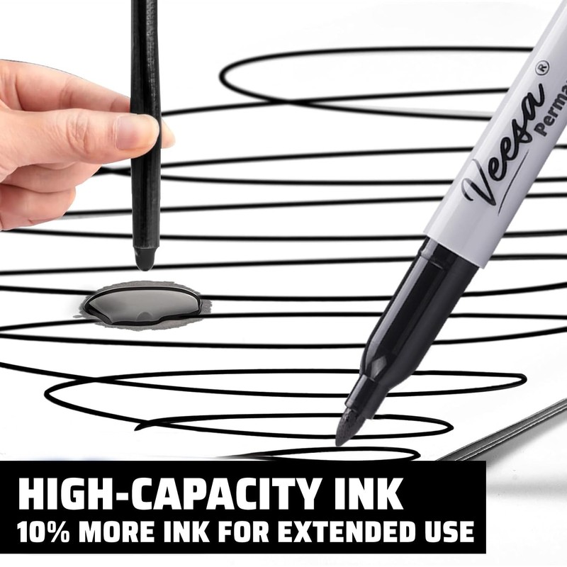 36 Pack Permanent Markers Fine Tip, Black Permanent Marker Pens