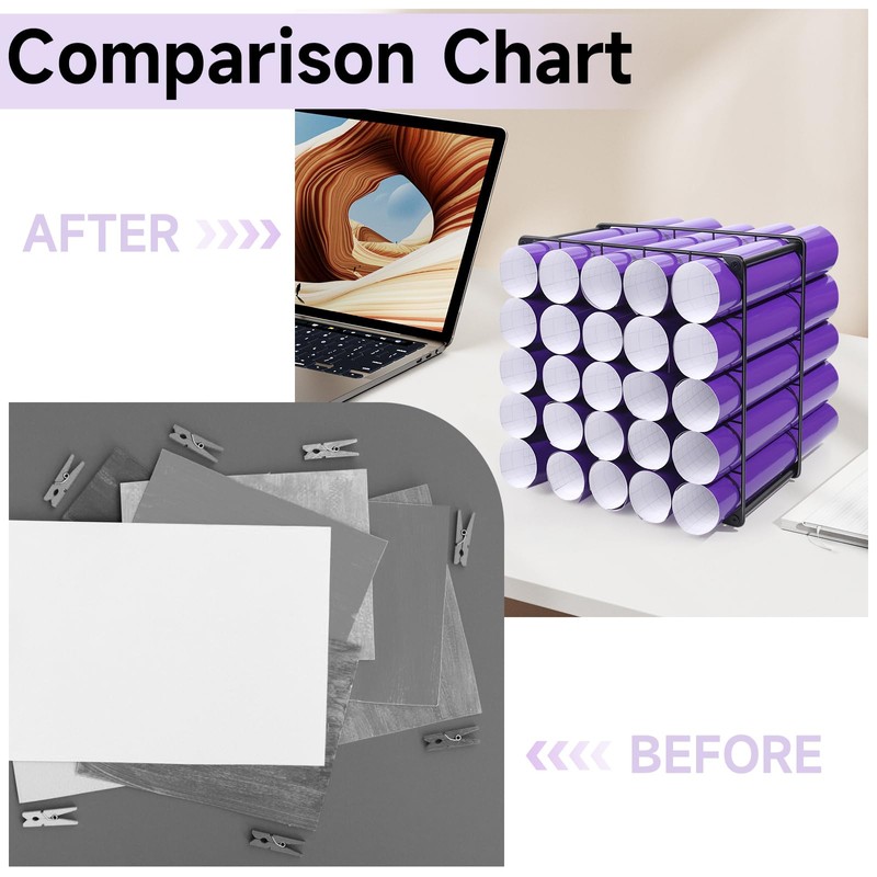 volepet Vinyl Storage Rack 25-Holes Metal Vinyl Roll Holder Black