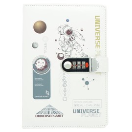 NectaRoy Lockable Diary, PU Leather Password Notebook(Universe Planet), A5 Secret Travel Journal with Lock for Office School Supplies Student Stationery Birthday Gift, 210x145mm