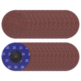 sourcing map 25pcs Quick Change Sanding Discs 3" 24 Grit R-Type Roll Lock Aluminum Oxide Conditioning Disc Sandpaper for Die Grinder Grinding Fast Cutting, Red Brown