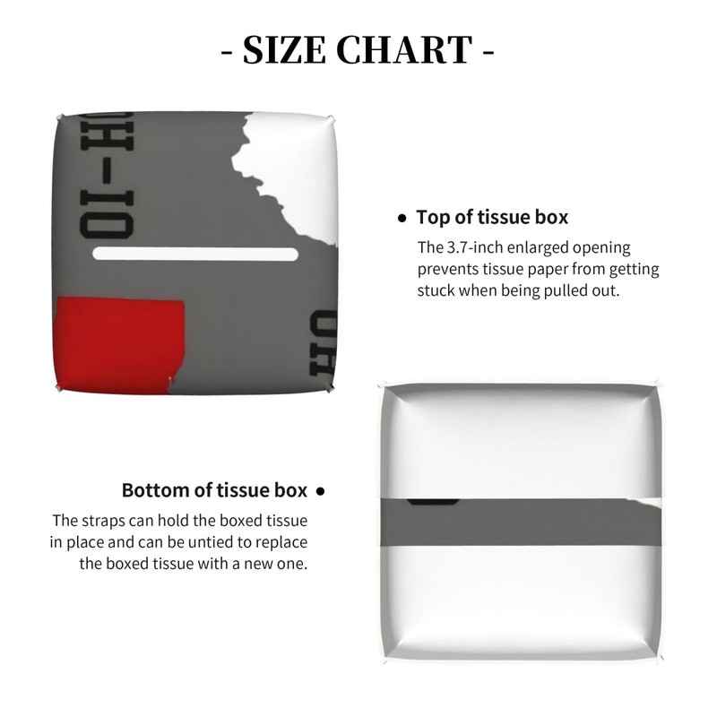 WCMYII Tissue Box Cover Ohio State Gray Modern PU Leather