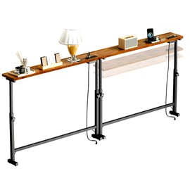 2 Pack 79" Narrow Console Table with Adjustable Height(23"-31") Behind Couch Sofa Table with 2 Power Outlets 79"*5.9" Long Entryway Table for Hallway Bedroom Living Room Foyer Rustic Brown