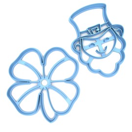 Sweet Prints Inc Set of 2 Leprechaun Face and Clover/Shamrock Cookie Cutter - Dishwasher Safe (2")
