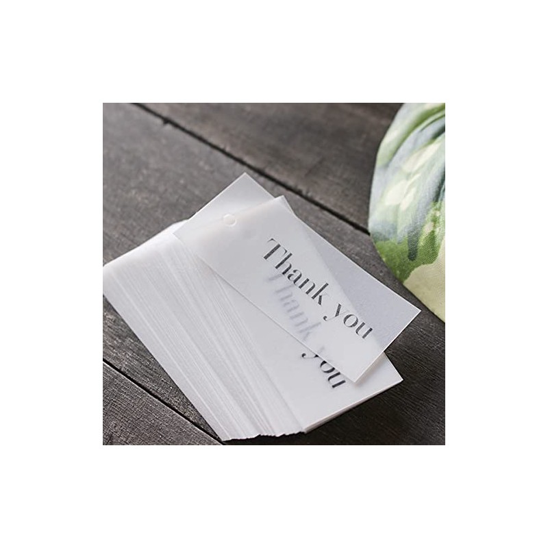 BAY LETTERPRESS Thank You Tags, 100 Pieces, Tracing Paper, Wrapping,