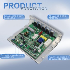 YIDOFENG 110V Mini Lathe Main Control Board, PCB Board with Aluminum Seat for CJ0618 0618 210 Lathe Speed Regulator Controller Card 182 Circuit Board /0618A Control Panel Assembly (Output 0-180VDC 8A)