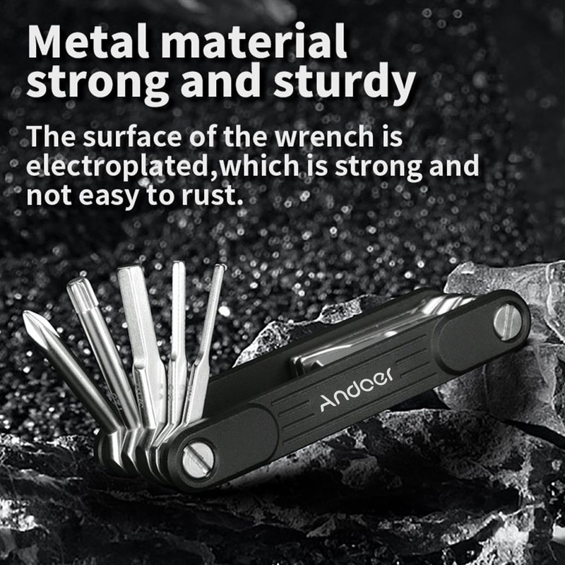 Andoer 10-in-1 Photographer Foldable Wrench Pocket Multitool Set Folding Screwdriver