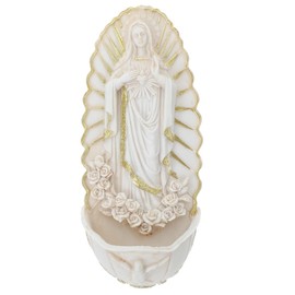 PRETYZOOM Ceramic Guadalupe Holy Water Font Wall Hanging Decor for Home Entrance, Unique Gift for First Communion and Religious Occasions