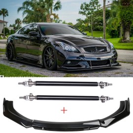 KEEPDSGN For Infiniti G37 G35 Coupe Sedan Front Bumper Lip Splitter Spoiler +Strut Rods A