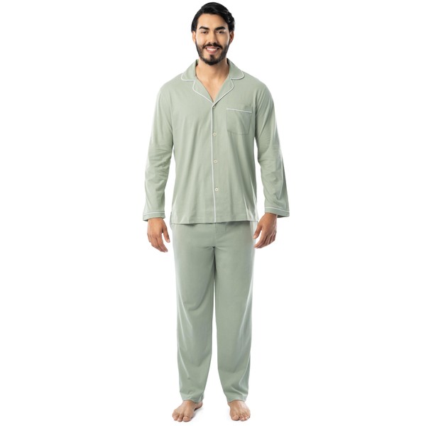Fruit of the Loom Men's Jersey Knit Pajama Sleep Set,