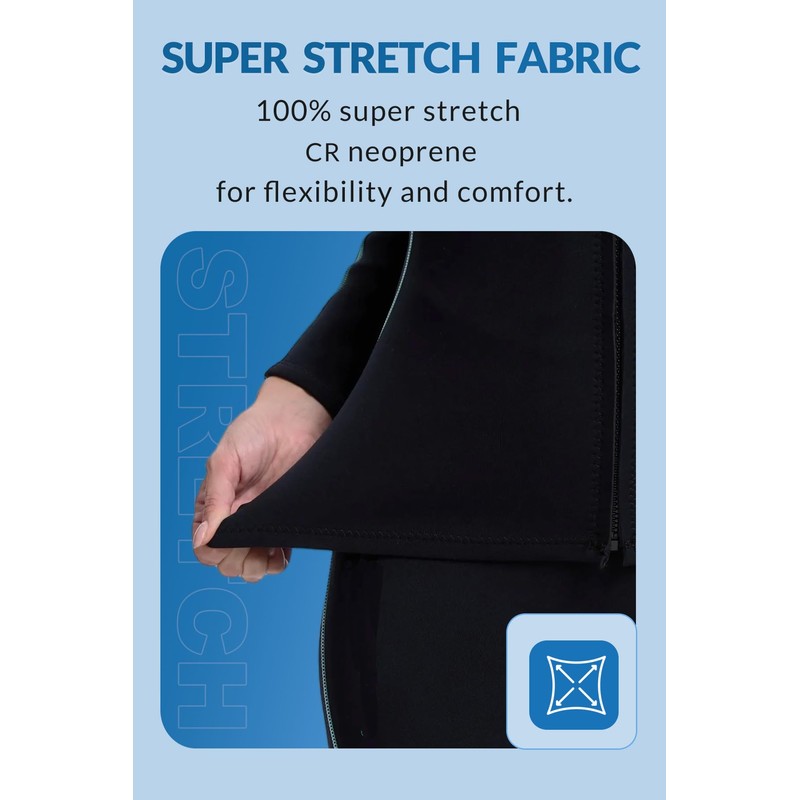 Lemorecn Womens 2mm Neoprene Long Sleeve Jacket Front Zipper Wetsuit