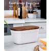 Nucookery Ceramic Butter Dish, Embossed Butter Keeper with Wood Lid