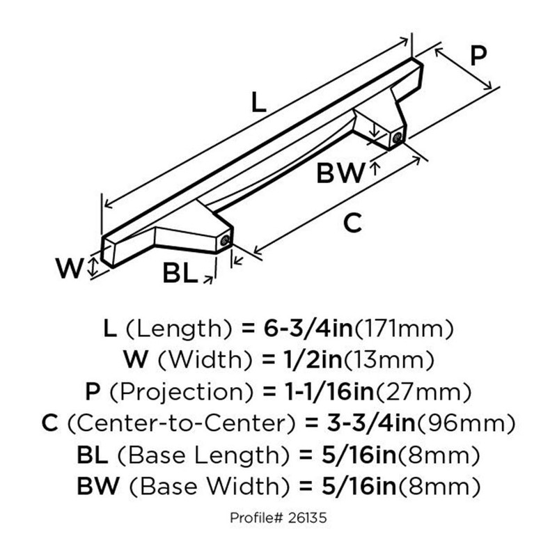 Amerock BP26135G10 Sleek 3-3/4 in (96 mm) Center-to-Center Satin Nickel