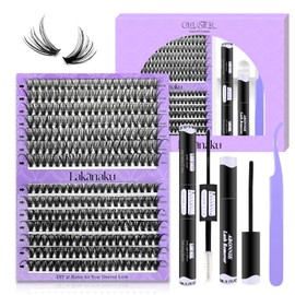 DIY Eyelash Extensions Set, 280 Pieces, Individual Cluster Lashes, Natural Cluster Eyelashes, with Eyelash Glue and Seal, Artificial Eyelashes (30D + 40D, D-9-16 mm)