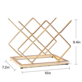 Drincarier Countertop Wine Rack - 5 Bottle Freestanding Modern Gold Metal Small Wine Rack - Tabletop Wine Holder Stand for Cabinet, Pantry, Wine Bottle Storage…