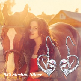 Horse Earrings 925 Sterling Silver Stud Earrings Girls Children Birthstone Drop Stud Earrings Horse Jewellery for Girls Women Daughter Granddaughter (4-April Moissanite), Silver