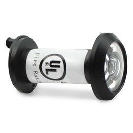 Bwintech 1 Pcs UL Listed Fire Proof Door viewer,Solid Brass 200 Degree,14mm Diameter 35-60mm Length, Black Finishing,with viewer Cover