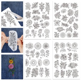 GLOBLELAND 4 Sheets Sunflower Pattern, Water Soluble Embroidery, Hand Sewing Stabilizers for Fabric Stitch Exercises, Embroidery Stickers, Washable Stabilisers for Embroidery Lovers