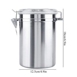 Stainless Steel Canister, Food Stora Container, Vacuum Sealed Stora Jar for Kitchen Counter, for Tea Sugar Coffee Flour(1900ml)