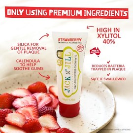 Jack N' Jill Mega Natural Certified Toothpaste 4X More - Fluoride Free Kids & Toddlers Toothpaste, Gently Cleans Teeth, Helps Soothe Gums, 40% Xylitol