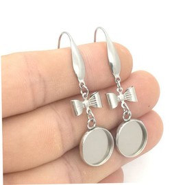 Operitacx 20PCS DIY Earring Metal Trays Stainless Steel Disc Base for Jewelry Making Inner Diameter Earring Blanks and Ear Hooks for Crafting Stylish Accessories