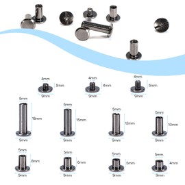 140Pcs Chicago Screws for Leather Crafting - 8 Sizes (M5x4/5/6/8/10/12/15/18) Gun Metal, Premium Durable Screw Rivets Kit for DIY Leather Projects, Belts, Wallets & Accessories, Metal Fasteners Set