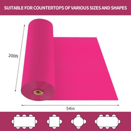 CXPSINC 54 Inch X 200 Feet Plastic Table Cover Roll Disposable Tablecloth with Slide Cutter for All Type/Shape Tables | Picnic, Party, Banquet, Birthdays, Weddings (Hot Pink)