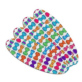 Girly Cute Colorful Bows Pattern Double-Sided Oval Nail File Emery Board Set 4 Pack