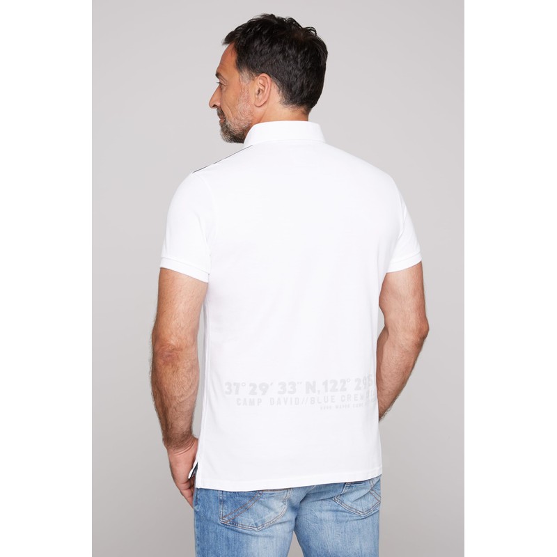 Camp David Men's Pique Polo Shirt with Prints and Embroidery,