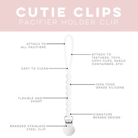 Ryan & Rose Cutie Clip Judy - Pacifier Clip Holder Silicone (Judy, White)