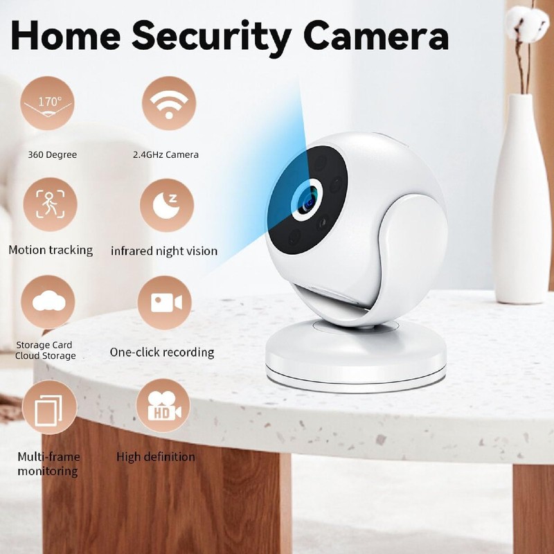 2K Indoor Security Camera, 2.4GHz Wi Fi Camera, 360° Baby