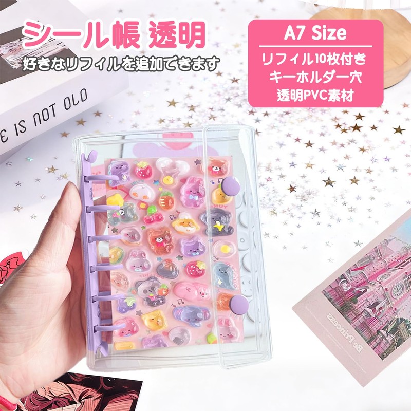 YBHWOGI Transparent Girl Sticker Book, Removable, A7 Sticker Notebook, Binder,