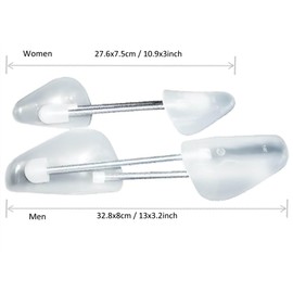 VASANA 2 Pairs of Adjustable Plastic Shoe Stretchers Automatic Support Shoe Shape Stretcher Shaper Support Boot Holder Transparent with Spring Coil (Men), transparent