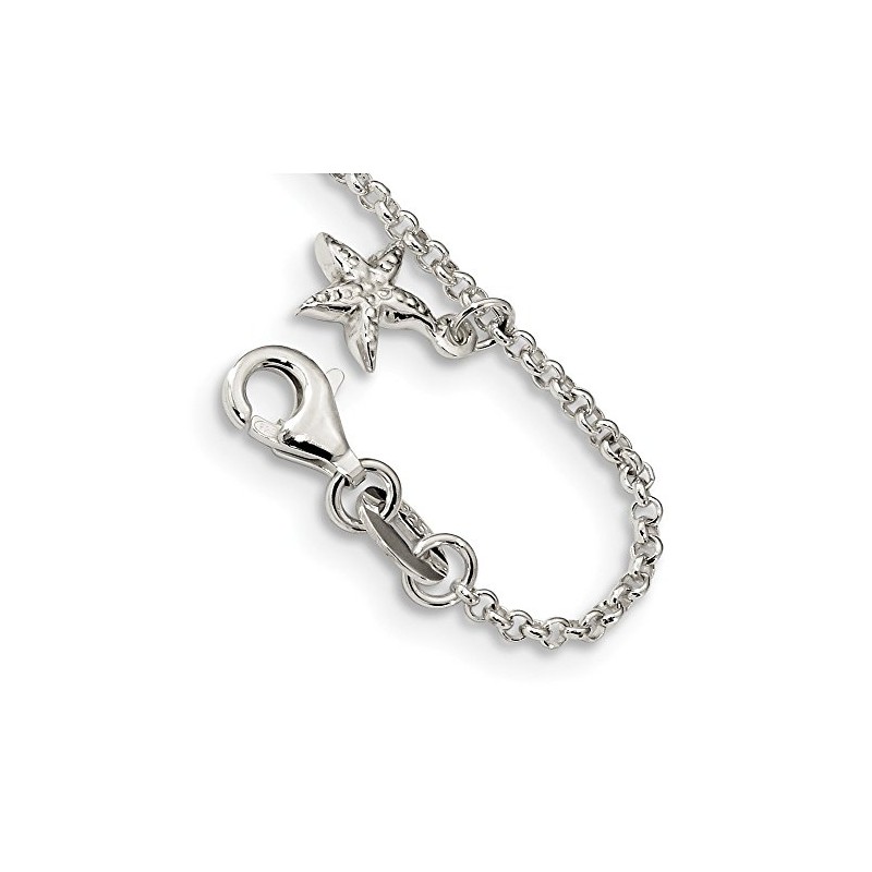 FB JEWELS Solid 925 Sterling Silver Starfish Dangles 9 Inch