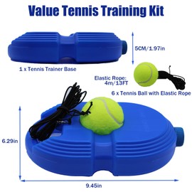 Magicorange Tennis Trainer Rebound Ball with 6 String Balls, Solo Tennis Training Equipment for Self Tennis PracitceTraining for Beginner (Blue)