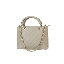 FrasiBags Genuine Quilted Leather Women's Leather Handbag Quilted Handbag Made in Italy, beige