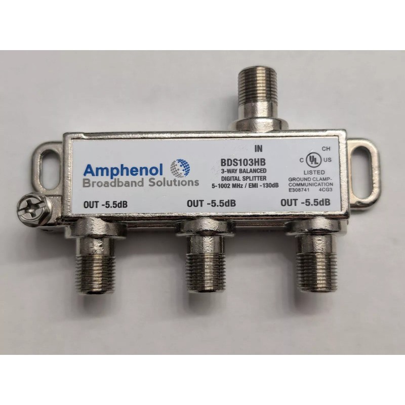 Amphenol Broadband Solutions 3-Way Balance -5.5db Loss Digital Splitter BDS103HB