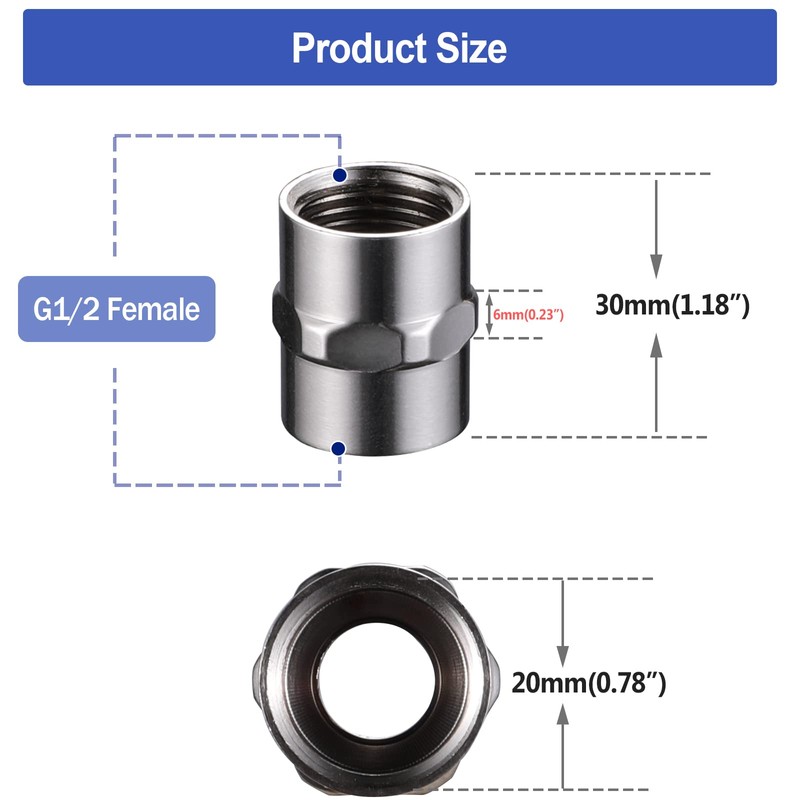 Brass Pipe Fitting Coupling, Shower Coupling, G 1/2" x G