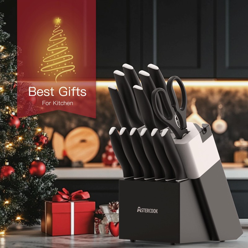 Astercook Knife Set, 14 Pieces Kitchen Knives Set with Healthy