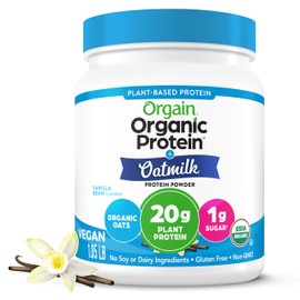 Orgain Organic Vegan Protein Powder + Oat Milk, Vanilla Bean - 20g Plant Based Protein, Gluten Free, No Dairy, Soy or Lactose Ingredients, Low Sugar, Non-GMO, Kosher, For Shakes & Smoothies - 1.05lb