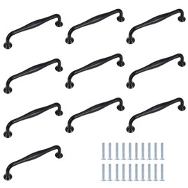 KJLEEN 10 Stück Türgriffe Küche 128mm Schwarz Küchengriffe Aluminiumlegierung Möbelgriff Schrank Griffe für Kleiderschrank Tür Schublade Möbel
