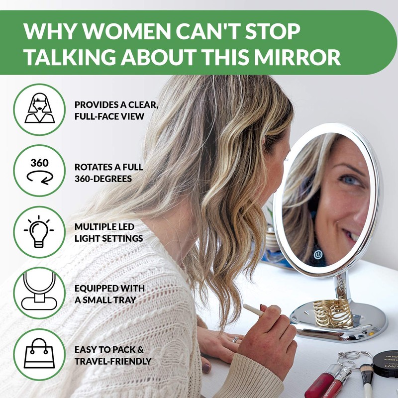 Oval Personal Makeup Mirror with Lights - Magnifying Mirror Light