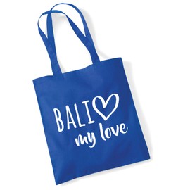 Huuraa Shopping bag Bali my love Gift tote bag Bright Royal 10 liters cotton Bali my love Surprise