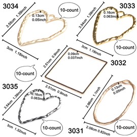 Open Bezel Charms Geometric Frame Pendants for Resin Earring Necklace Keychain Jewellery Making Set of 50-count