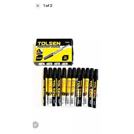 Tolsen 12 Tolsen Black Permanent Markers Quick Dry Non-Fading Waterproof Ink 2MM Point