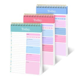 3 Pack Notebook, To Do List Notebook, A5 Spiral 90 Pages Daily Planner Tear Off, Undated Daily Study Planner, To Do List Pad for Work Study and Personal Oraganizer(22 X 13 cm,Set of 3)