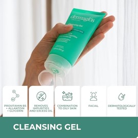 Dermaglos Limpiador facial, para piel mixta con grasa | Provitamina B5, alantoína, glicerina | Lavado facial diario, gel de limpieza profunda, elimina