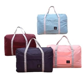 Foldable Travel Luggage Bag, Lightweight Nylon Shoulder Bag, Large Capacity Tote Bag, pink